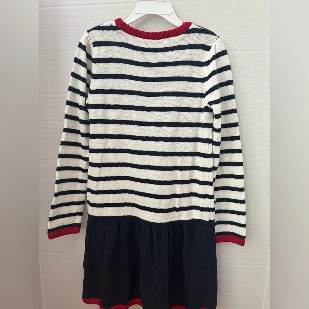 NWT GYMBOREE Red Navy White Striped Sz. 7 Long Sleeve Casual Cotton Dress!